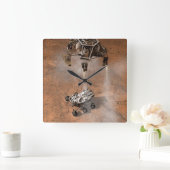 Neugier Rover Landing auf der Marsfläche. Quadratische Wanduhr (Zuhause)