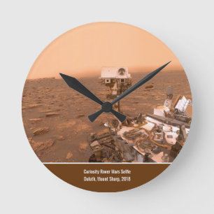 Neugier Rover Mars Dusty Selfie auf dem Monte Shar Runde Wanduhr