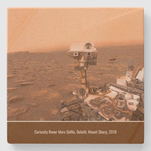 Neugier Rover Mars Dusty Selfie auf dem Monte Shar Steinuntersetzer (Vorderseite)