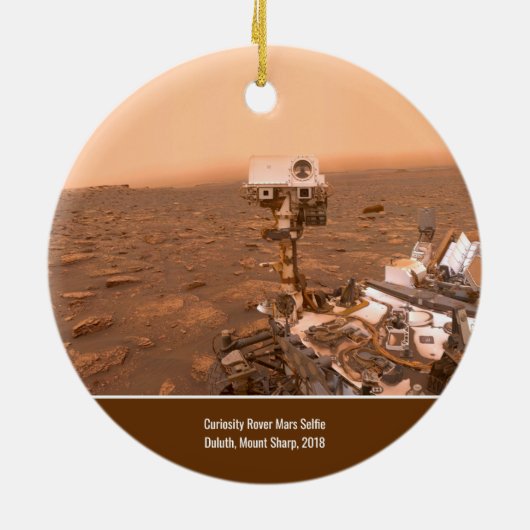 Neugier Rover Mars Mount Sharp Selfie Weihnachten Keramik Ornament (Hinten)