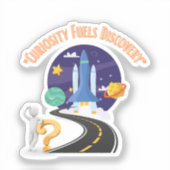 Neugier schürt Aufkleber zur Entdeckung (Vorderseite)