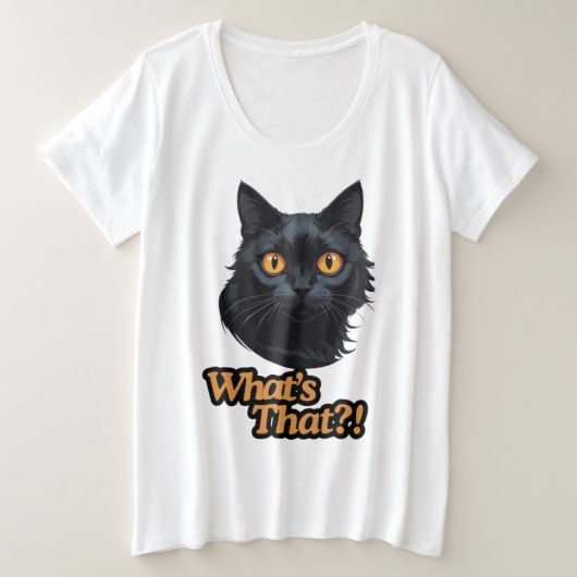 Neugier trifft auf überraschende Schwarze Katze Ku Große Größe T-Shirt (Design vorne)