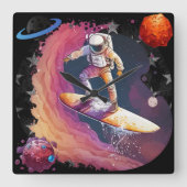 Neugier und Wissen Quadratische Wanduhr (Vorderseite)