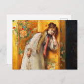 Neugierig von Alfred Stevens Postkarte (Vorne/Hinten)