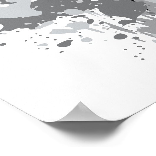 Neugierige Abstrakte Grau-, Weiß-, Schwarz-Spritze Poster (Ecke)