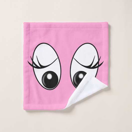 Neugierige Augen rosa Badehandtücher - Farbe wähle Badhandtuch Set (Waschlappen)