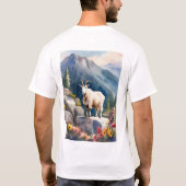 "Neugierige Bergziege, die die Höhen überblicken" T-Shirt (Rückseite)