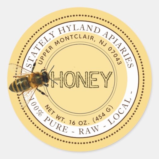 Neugierige Bienenessbare Honigmarke (Gelb) Runder Aufkleber (Vorderseite)