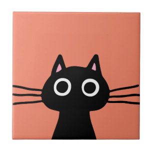 Neugierige Black Kitty Cat Dekorative Keramik Tile Fliese