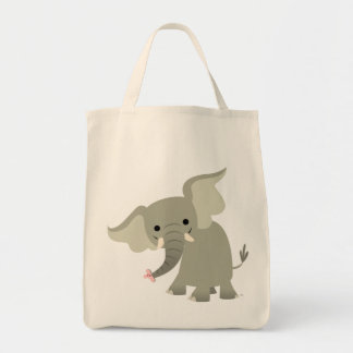 Neugierige Cartoon-Elefant-Tasche Tragetasche