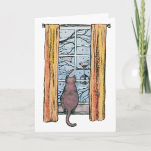Neugierige Cat Winter Chill Vibes Belated Geburtst Karte
