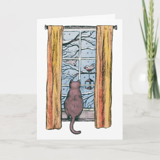 Neugierige Cat Winter Chill Vibes Belated Geburtst Karte