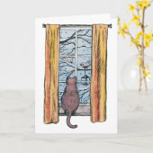 Neugierige Cat Winter Chill Vibes Belated Geburtst Karte (Gelbe Blume)