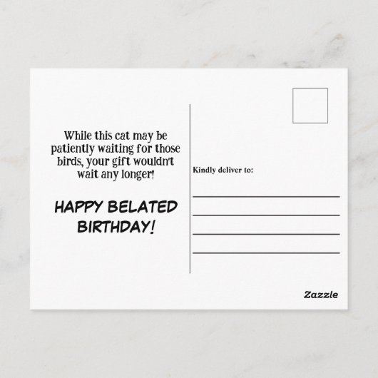 Neugierige Cat Winter Chill Vibes Belated Geburtst Postkarte (Rückseite)