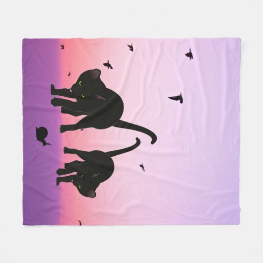 Neugierige Cats Beach Szene Fleecedecke (Vorderseite (Horizontal))