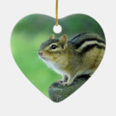 Neugierige Chipmunk-Verzierung Keramik Ornament (Hinten)