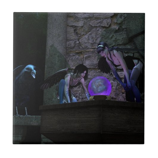 Neugierige Crow-Fee Fliese (Vorderseite)