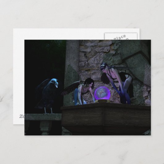 Neugierige Crow-Fee Postkarte (Vorne/Hinten)