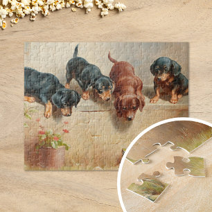 Neugierige Dackel Welpen   Carl Reichert Puzzle
