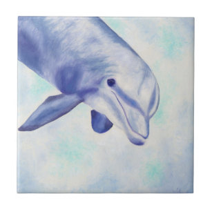 Neugierige Delphin-Quadrat-Fliese Fliese
