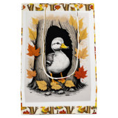 Neugierige Ducklings und Herbstleppmuster Mittlere Geschenktüte (Rückseite)