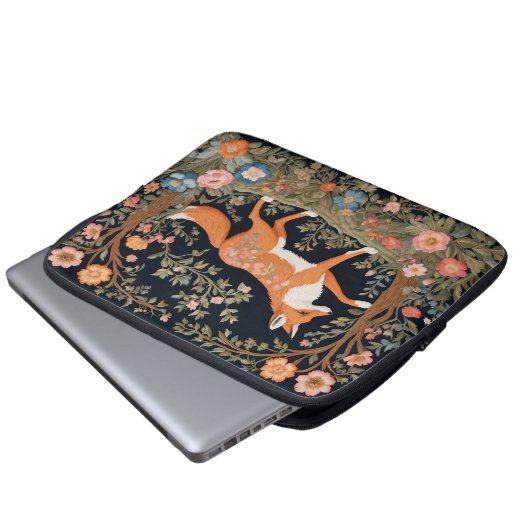 Neugierige Fox Imitate Stickereien Elegant Laptopschutzhülle (Vorne Knopf)