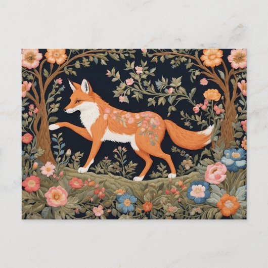 Neugierige Fox Imitate Stickereien Elegant Postkarte (Vorderseite)