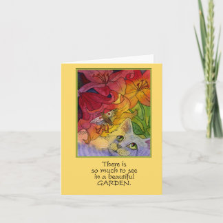 Neugierige Gartenkatze und Moth Notecard Karte