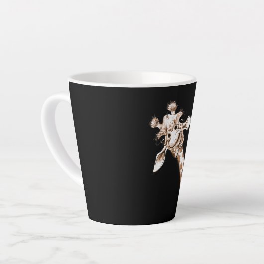 Neugierige Giraffe Funny Zoo Kostüme Geschenk Milchtasse (Linke Ecke)