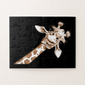 Neugierige Giraffe Funny Zoo Tierkostüm Geschenk Puzzle (Horizontal)