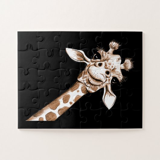 Neugierige Giraffe Funny Zoo Tierkostüm Geschenk Puzzle (Horizontal)