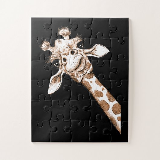 Neugierige Giraffe Funny Zoo Tierkostüm Geschenk Puzzle (Vertikal)