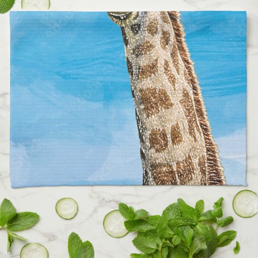 Neugierige Giraffe Geschirrtuch (Gefaltet)