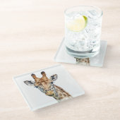 Neugierige Giraffe Glasuntersetzer (Schrägansicht)
