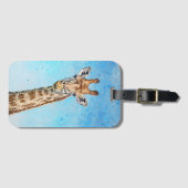 Neugierige Giraffe mit Blue Confetti Sky Gepäckanhänger (Vorderseite (Horizontal))