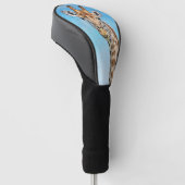 Neugierige Giraffe mit Blue Confetti Sky Golf Headcover (angewinkelt)