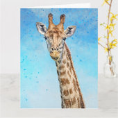 Neugierige Giraffe mit Blue Confetti Sky Karte (Gelbe Blume)