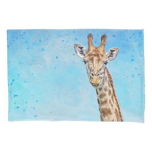 Neugierige Giraffe mit Blue Confetti Sky Kissenbezug (Vorderseite)