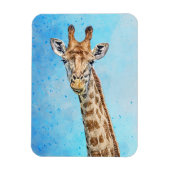 Neugierige Giraffe mit Blue Confetti Sky Magnet (Vertikal)