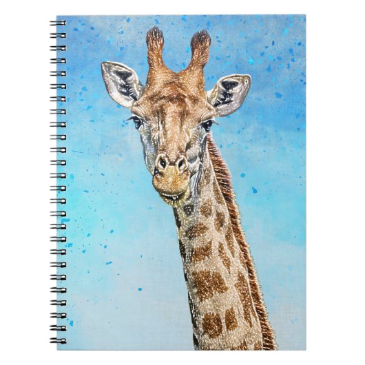 Neugierige Giraffe mit Blue Confetti Sky Notizblock (Vorderseite)