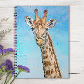 Neugierige Giraffe mit Blue Confetti Sky Notizblock