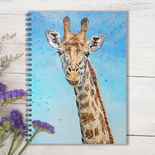 Neugierige Giraffe mit Blue Confetti Sky Notizblock