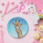 Neugierige Giraffe mit Blue Confetti Sky Pappteller (Party)