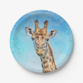 Neugierige Giraffe mit Blue Confetti Sky Pappteller (Vorderseite)