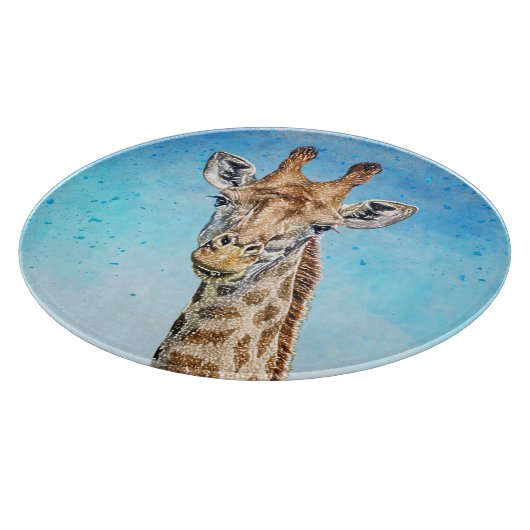 Neugierige Giraffe mit Blue Confetti Sky Schneidebrett (Ecke)