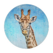 Neugierige Giraffe mit Blue Confetti Sky Schneidebrett (Vorderseite)