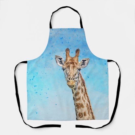Neugierige Giraffe mit Blue Confetti Sky Schürze (Vorderseite)