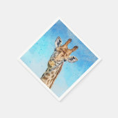 Neugierige Giraffe mit Blue Confetti Sky Serviette (Ecke)