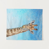 Neugierige Giraffe mit Blue Confetti Sky Wandteppich (Vorderseite (Horizontal))