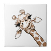 Neugierige Giraffen-Kunst Fliese (Vorderseite)
